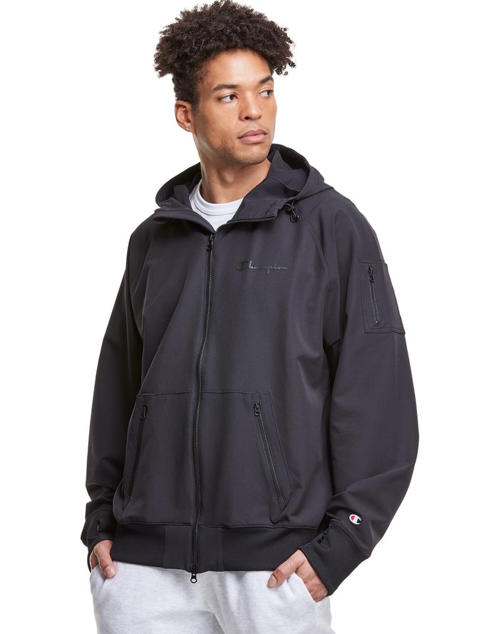 Champion Defender Series Full Zip - Miesten Mustat Huppari - Suomi 6095273-QL